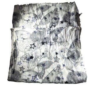 Scarf Floral Butterfly insect Print Lightweight Scarf Fringe Edges fairycore